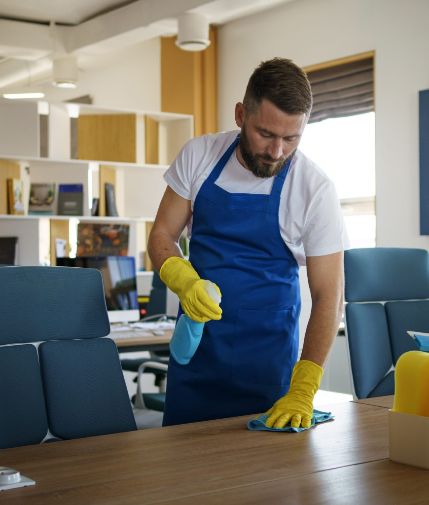 cleaning dining chairs with specialized equipment